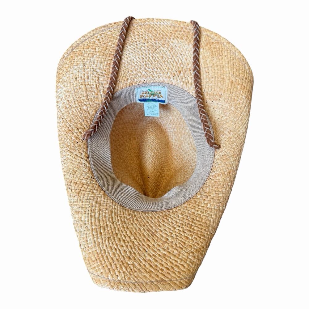 Dorfman Pacific Raffia Cowboy Hat Natural Straw Western Wide Brim L XL - Picture 10 of 16